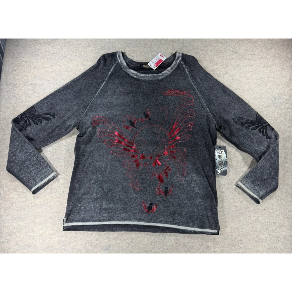 Vintage Y2K Ed Hardy Sweater Womens XXL Skull Wool Christian Audigier NWT
